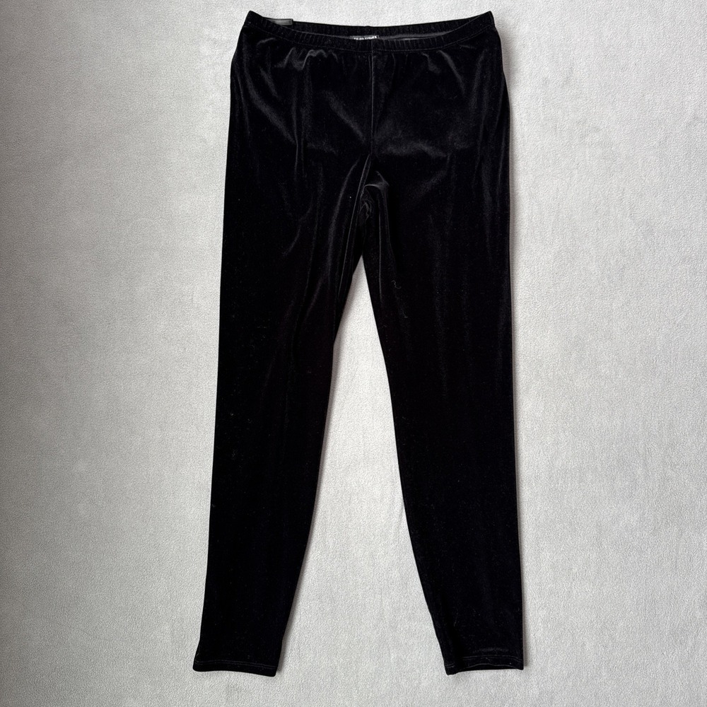 Eileen Fisher Pants Womens Medium Black Velvet Pull On Tapered Leg Elastic Waist